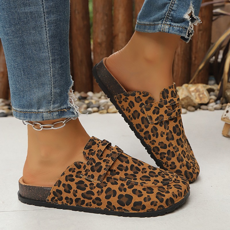 Slip On Mule Flat - Mules con Estampado de Leopardo para