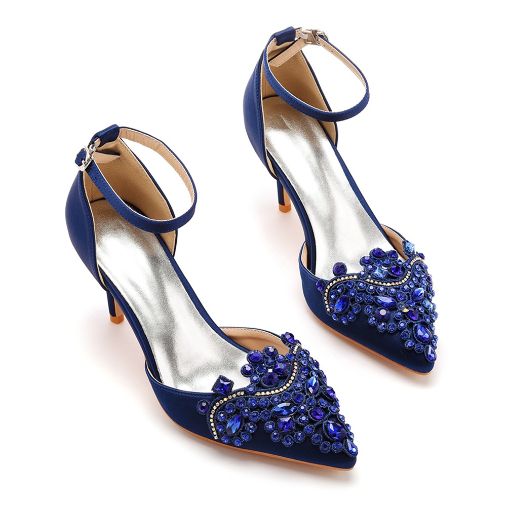 Women'S Shoes Navy Blue - Sandalias de tacón alto con punta