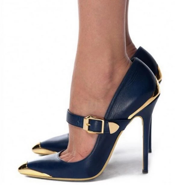 Women'S Shoes Navy Blue - Zapatos de tacón de aguja con
