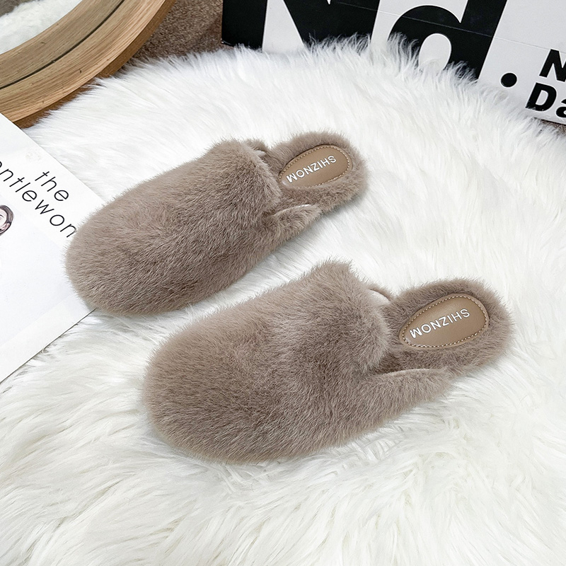 Slip On Mule Flat - Zapatilla de piel esponjosa con punta