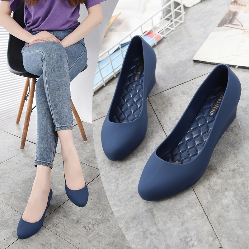 Women'S Shoes Navy Blue - Zapatos de Tacón de Cuña Azul
