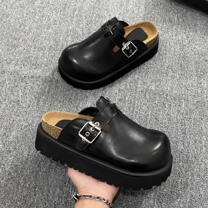 Slip On Mule Flat - Zapatos de plataforma de tacón grueso