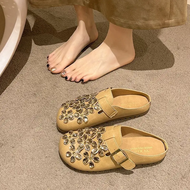 Slip On Mule Flat - Zuecos de Mujer con Hebilla de