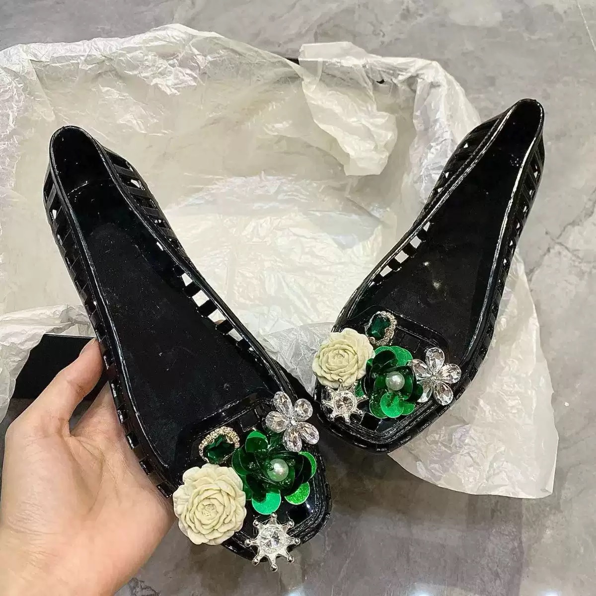 Sandalias planas de lujo para  - Jelly Sandal Women reseña y precio