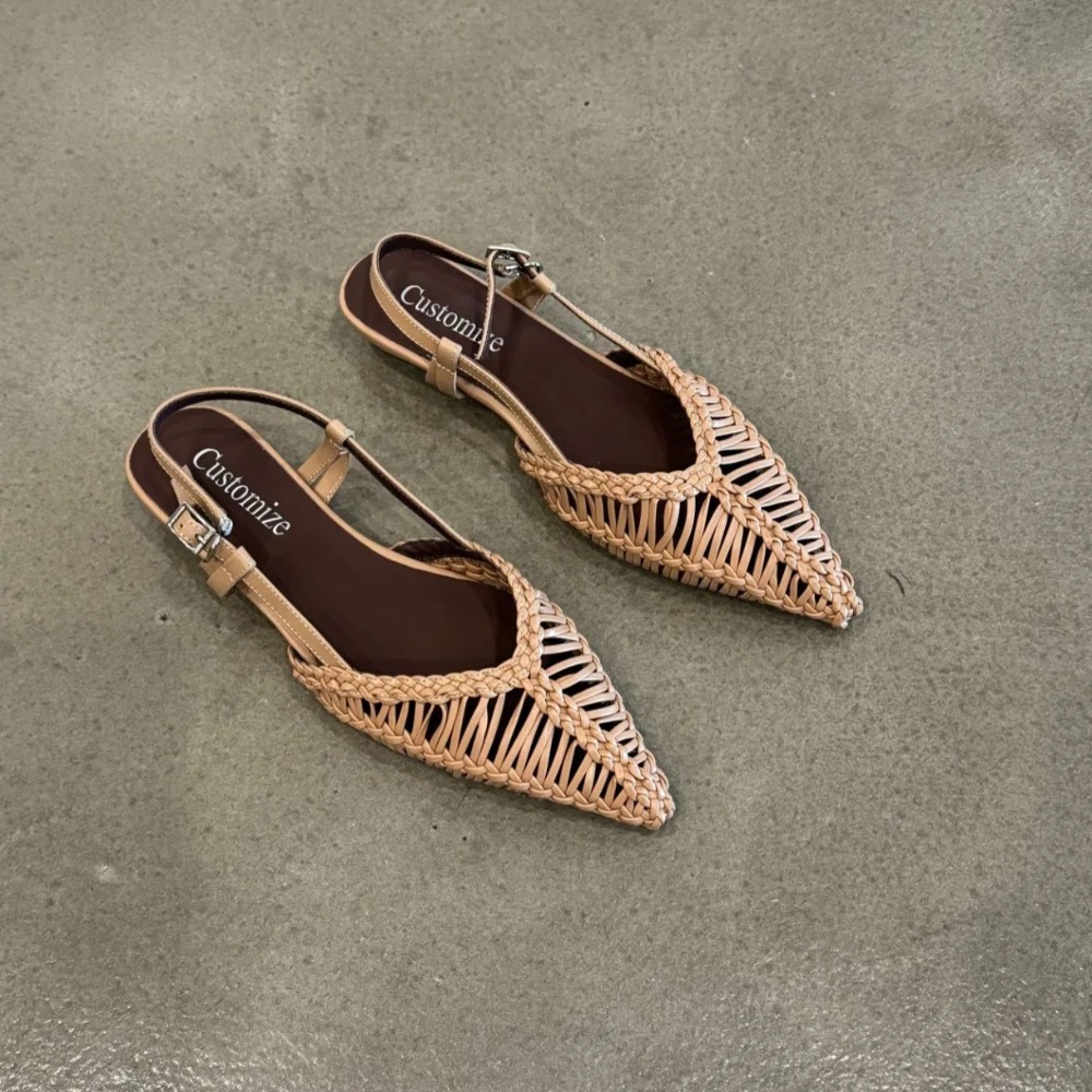 Sandalias romanas tejidas punt - Slip On Mule Flat reseña y precio
