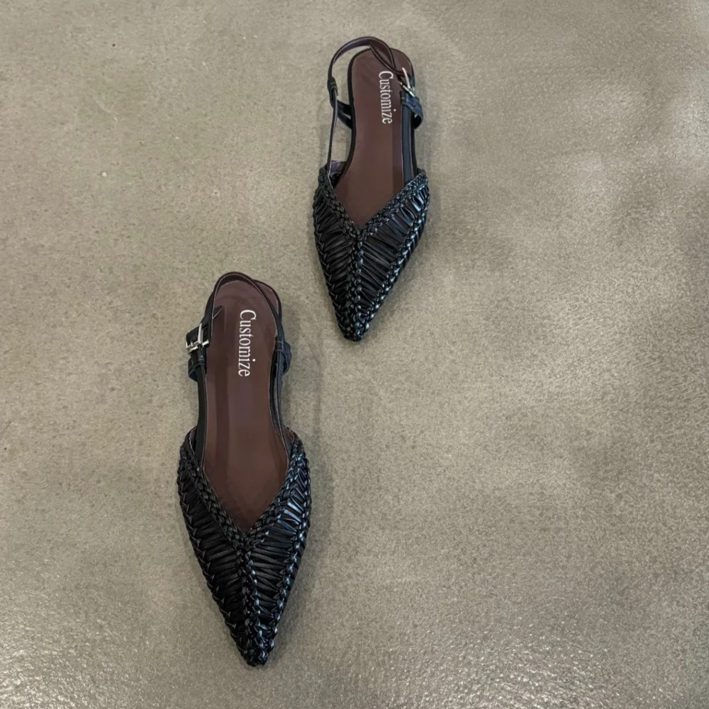 Sandalias romanas tejidas punt - Slip On Mule Flat reseña y precio