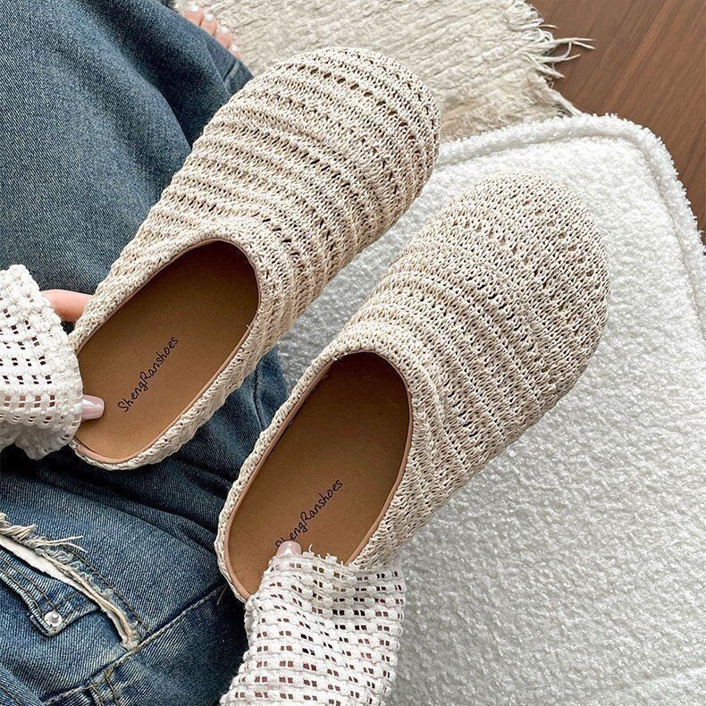 Sandalias de Rafia Tejida para - Slip On Mule Flat reseña y precio